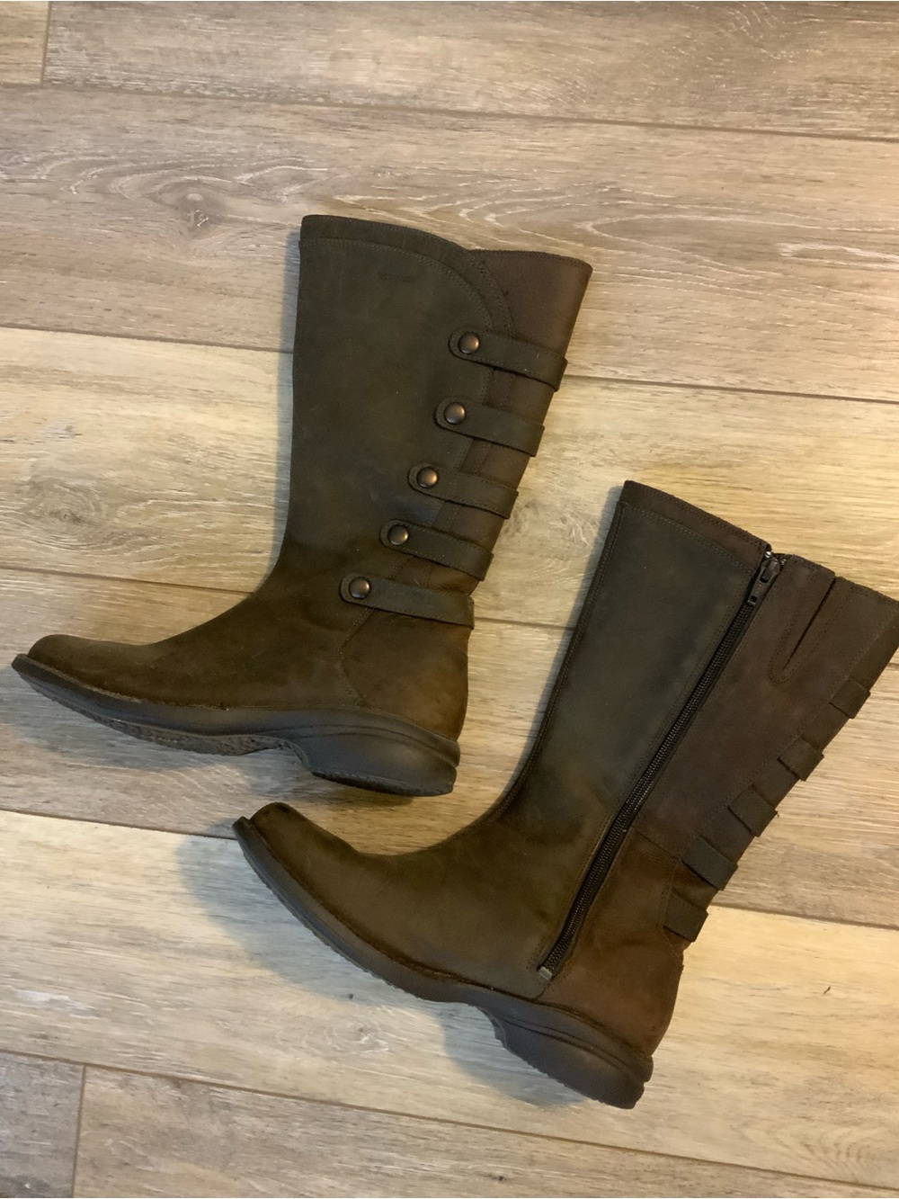 Merrell Brown Mid-Calf Side-Zip Riding-Style Boots